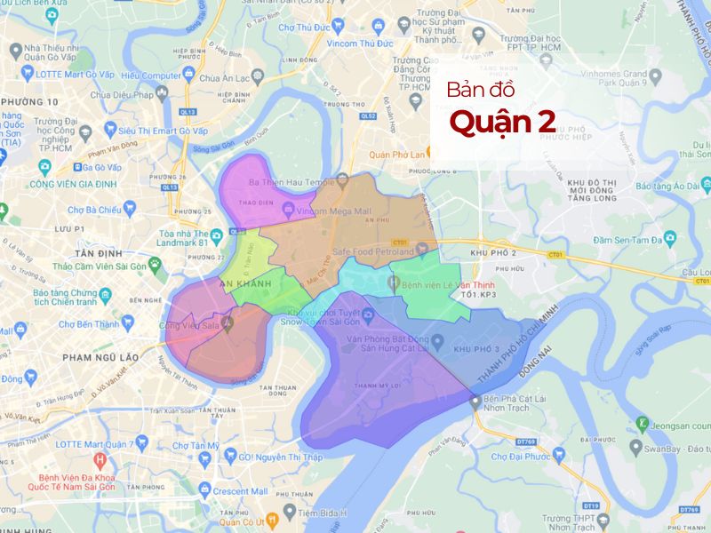 Bản đồ hành chính Quận 2 TP.HCM | Cập nhật 2023 | Dữ liệu địa lý