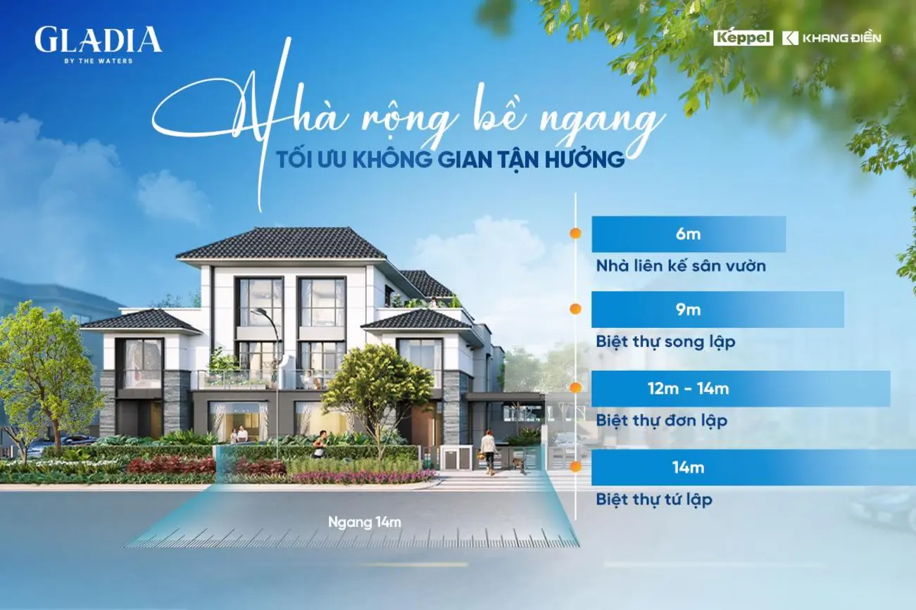 Gladia By The Waters: Chi tiết bộ sưu tập biệt thự mặt tiền rộng