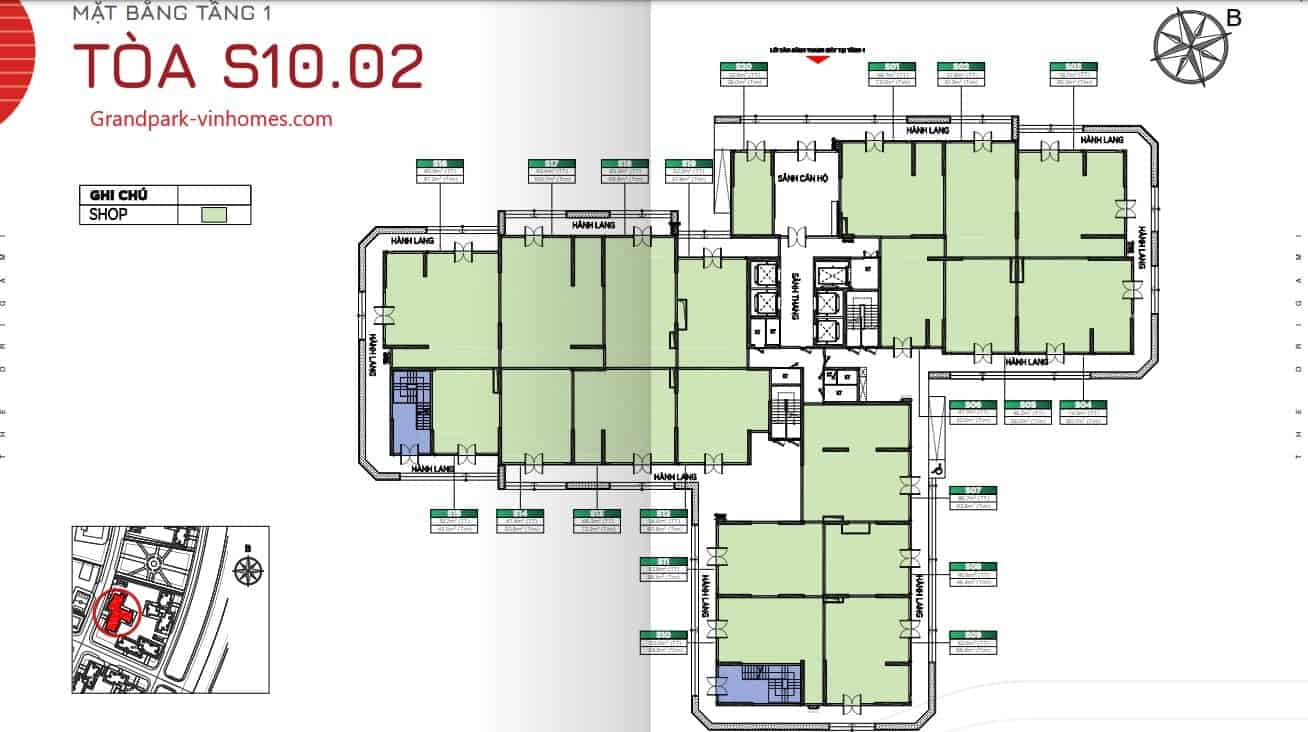 S1002_Origami_Vinhomes_GrandPark_Layout | Diện tích, Số lượng căn | 2024