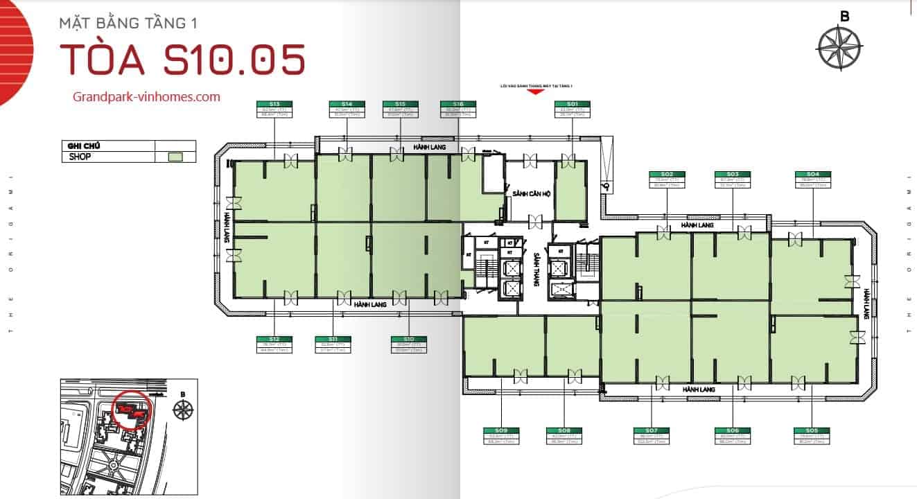S1005_Origami_Vinhomes_GrandPark_Layout | Diện tích, Số lượng căn | 2024