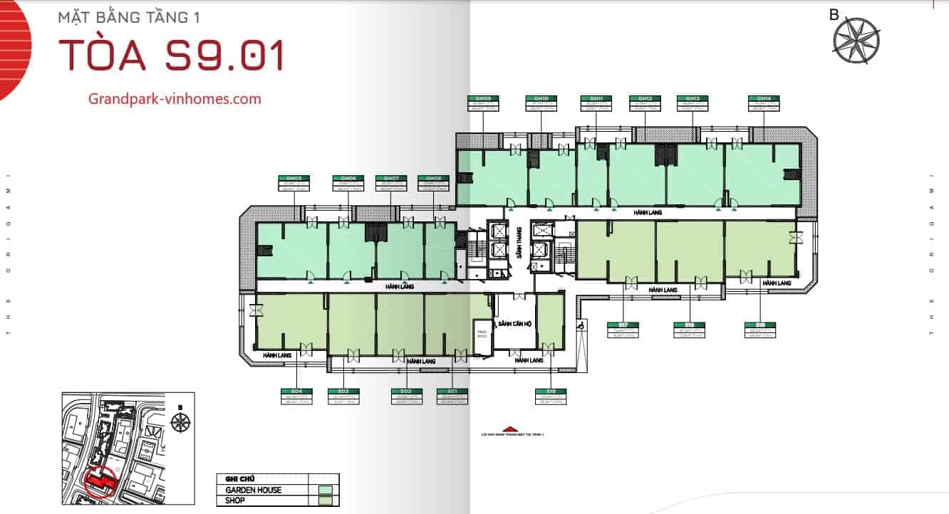 S901_Origami_Vinhomes_Grand_Park_Layout | Diện tích | 2023